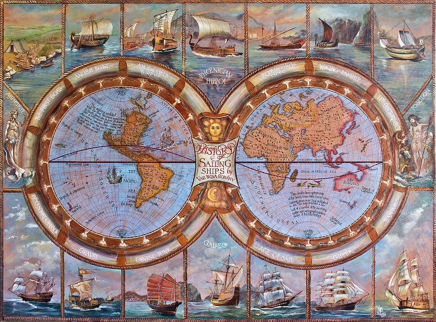 The history of sailing ships Painting by Vali Irina Ciobanu