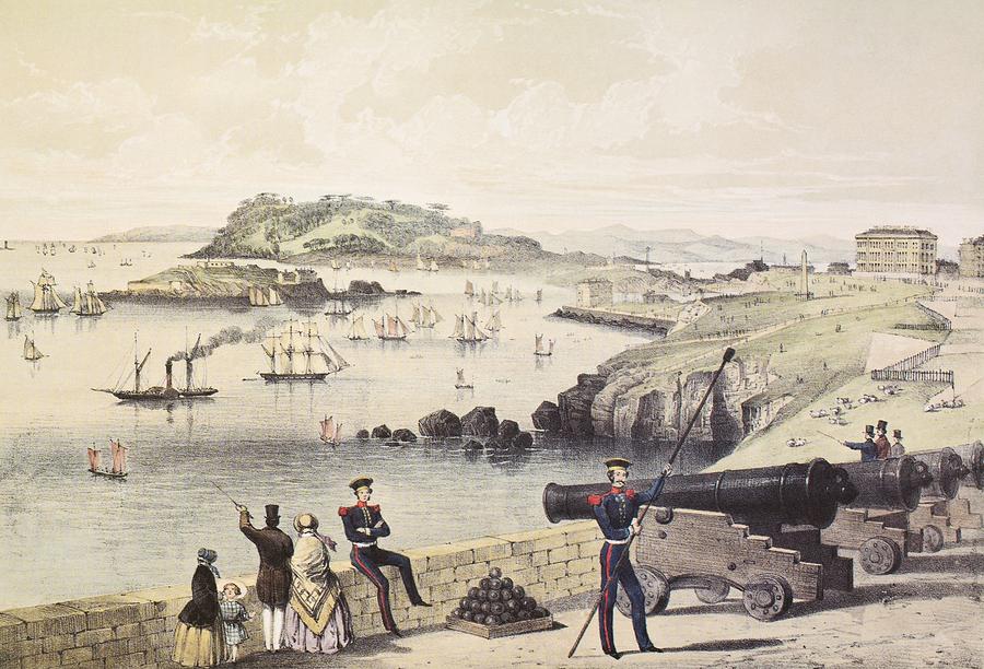 Drakes Drawing - The Hoe, Drakes Island And Mt Edgecumbe by Vintage Design Pics