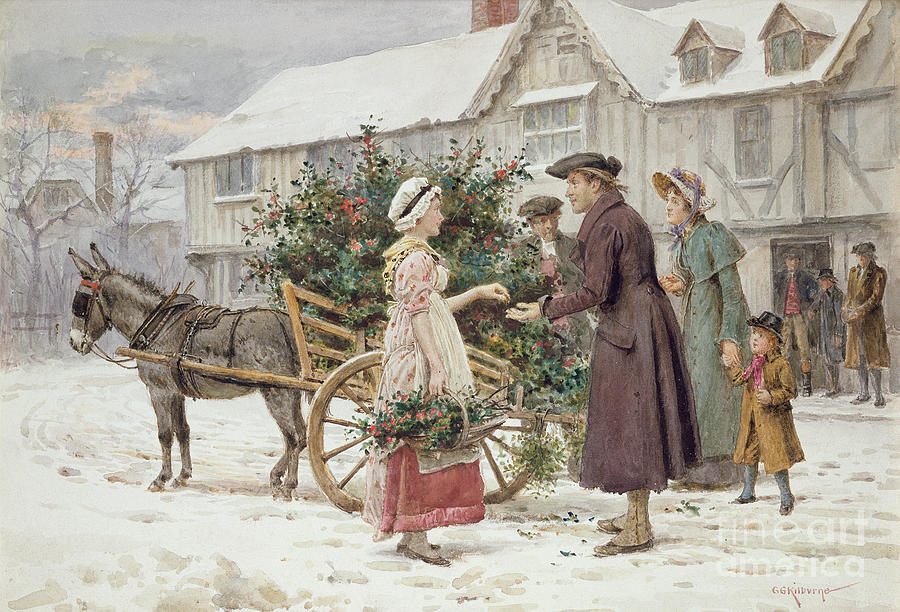 George Kilburne Painting - The Holly Cart by George Kilburne