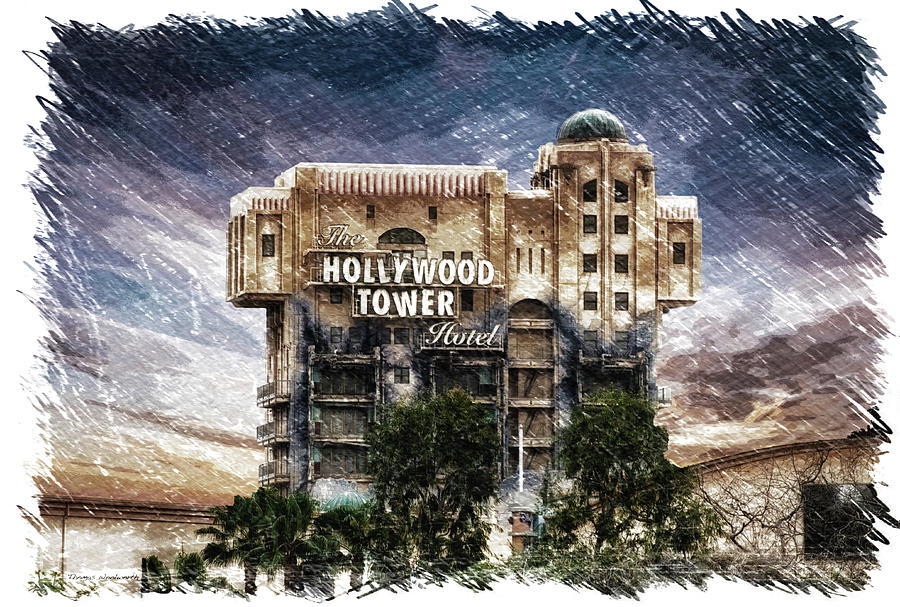 Candy Mixed Media - The Hollywood Tower Hotel Disneyland PA 01 by Thomas Woolworth