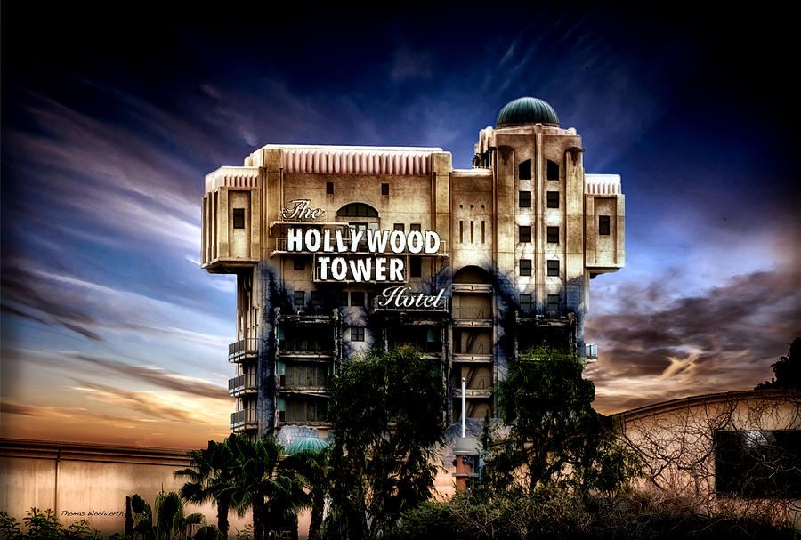 The Hollywood Tower Hotel Disneyland PA 02 Mixed Media by Thomas Woolworth