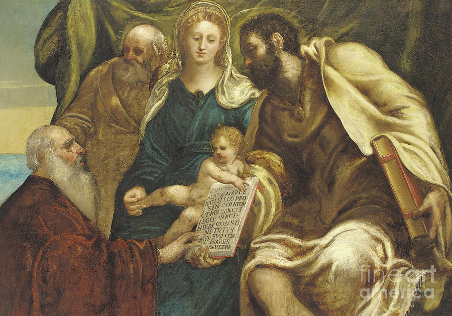 The Holy Family and the Doge Ranieri  Painting by Tintoretto