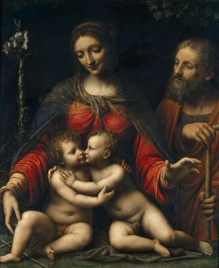 The Holy family Painting by Bernardino Luini