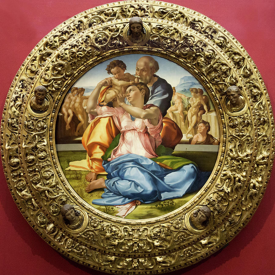 The Holy Family - Doni Tondo - Michelangelo - Round Canvas Version Photograph by Weston Westmoreland