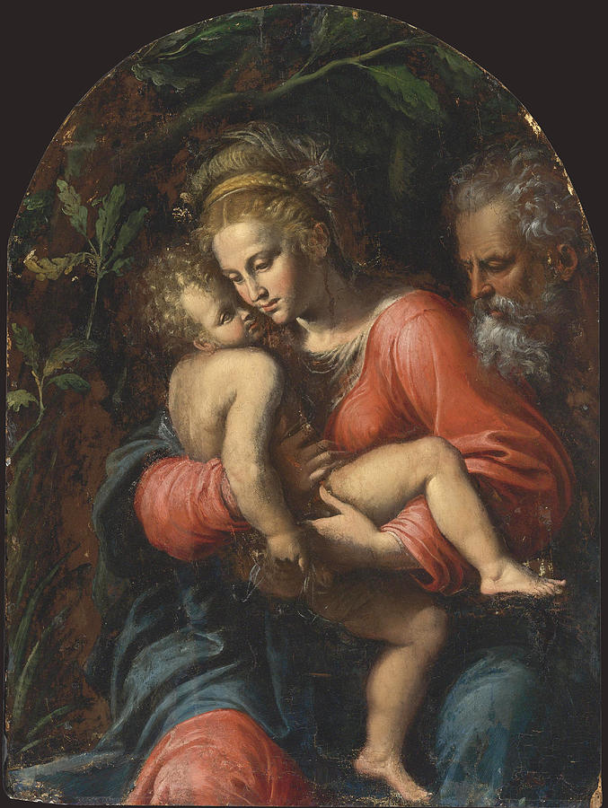 The Holy Family Painting by Girolamo da Carpi