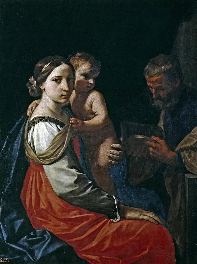 The Holy Family Painting by Simone Cantarini