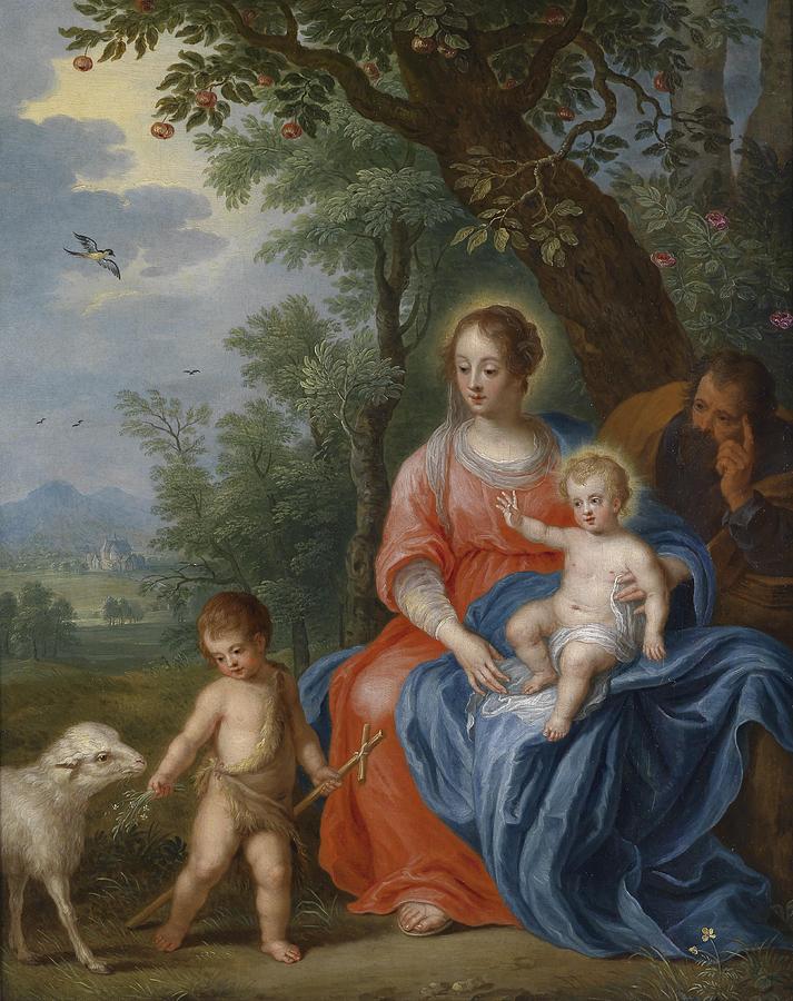 The Holy Family with John the Baptist and the Lamb Painting by Jan Brueghel the Younger