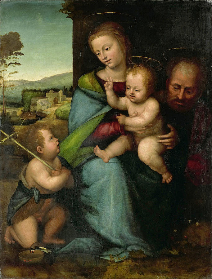 The Holy Family with John the Baptist Painting by Circle of Fra Bartolomeo