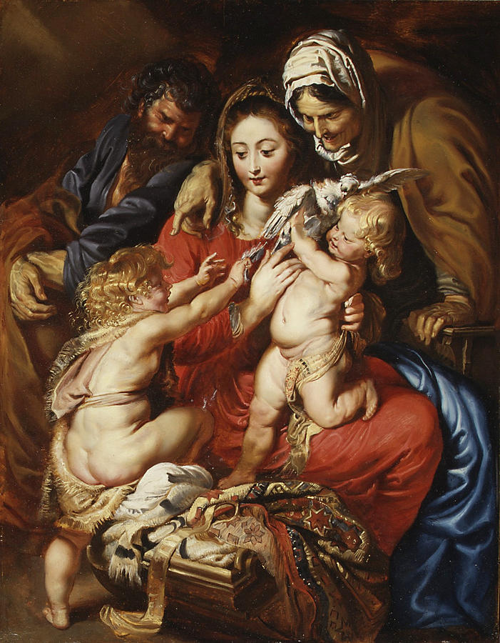 The Holy Family with Saint Elizabeth Saint John and a Dove Painting by Peter Paul Rubens