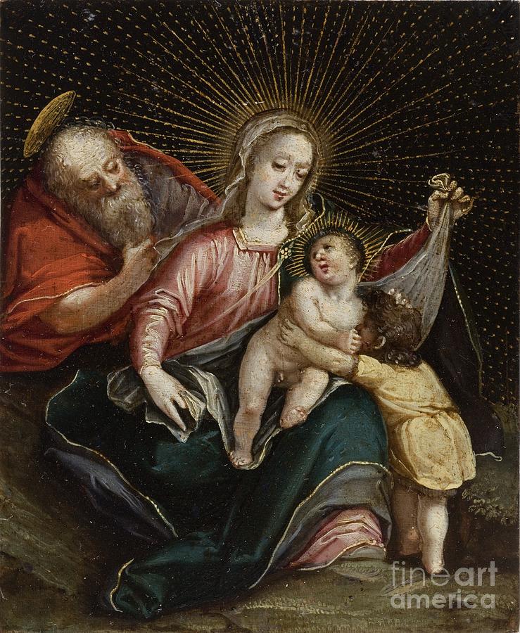 The Holy Family with Saint  Painting by MotionAge Designs