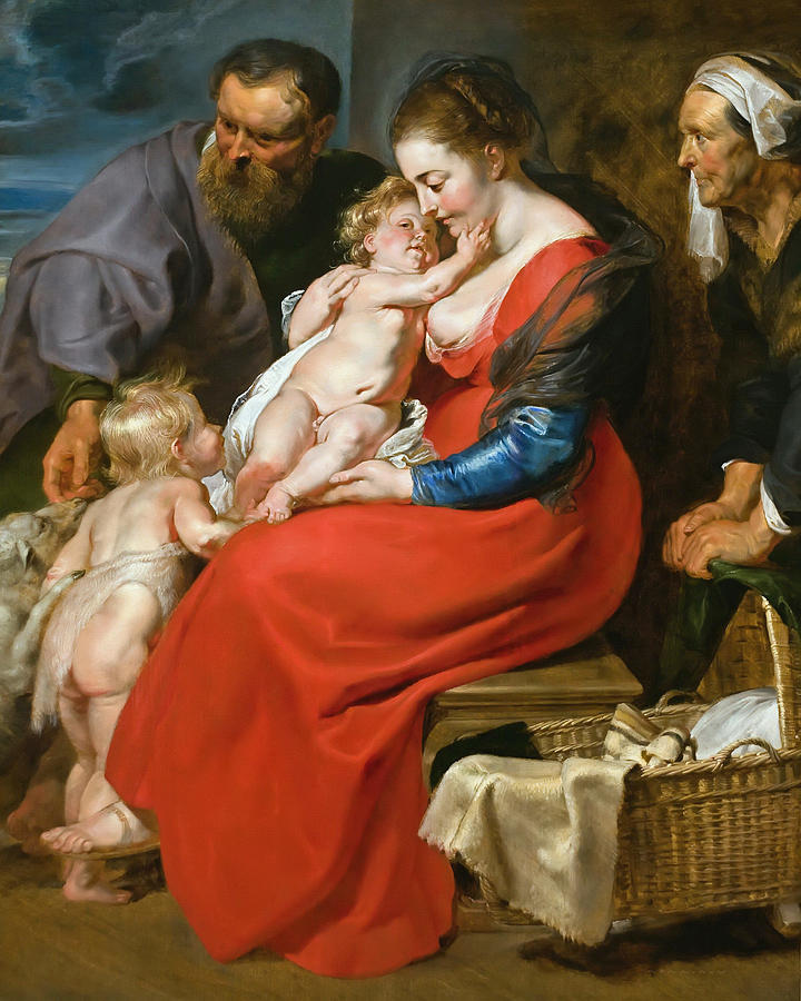 Peter Paul Rubens Painting - The Holy Family with Saints Elizabeth and John the Baptist by Peter Paul Rubens