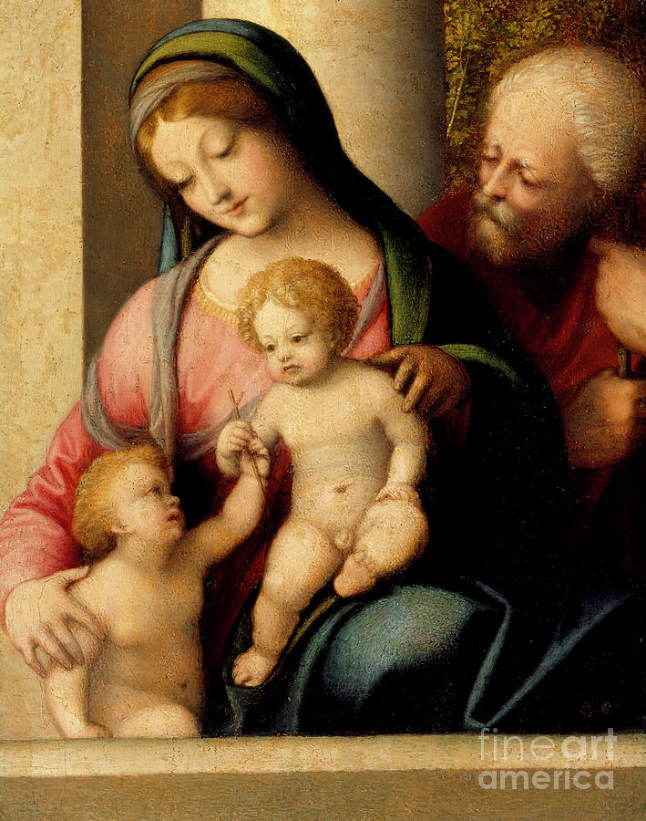 Correggio Painting - The Holy Family with the Infant Saint John the Baptist by Correggio