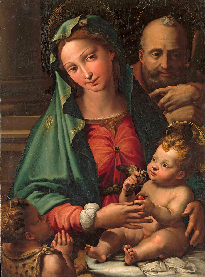 Perino Del Vaga Painting - The Holy Family with the Infant Saint John the Baptist by Perino del Vaga