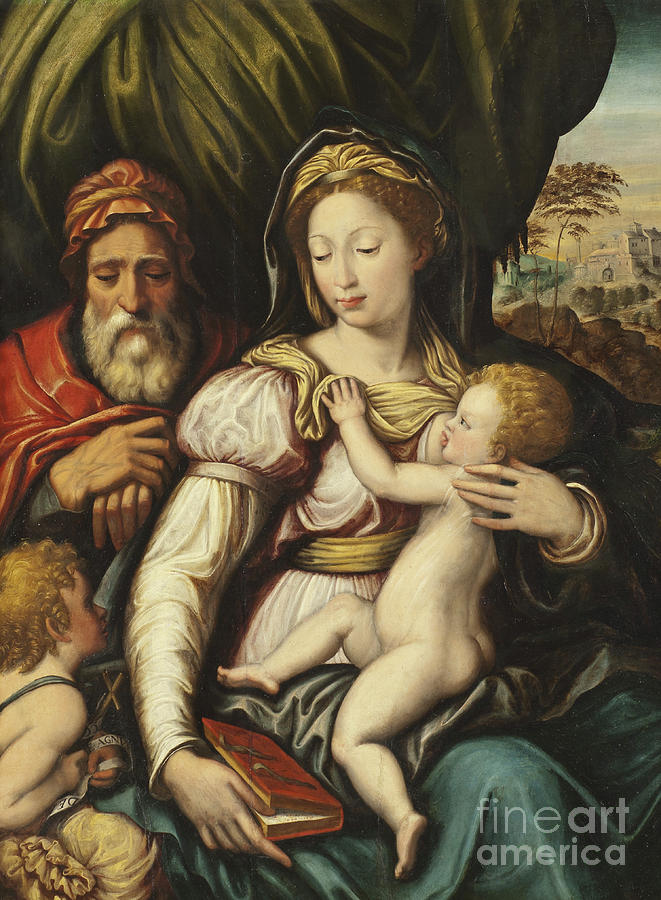 Madonna Painting - The Holy Family with the Infant St John by Italian School