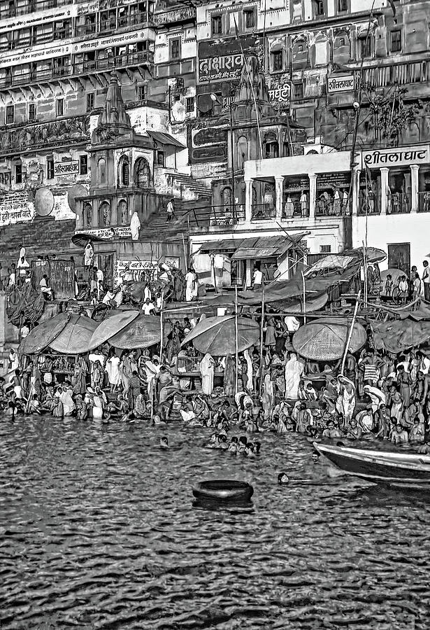 The Holy Ganges bw Photograph by Steve Harrington