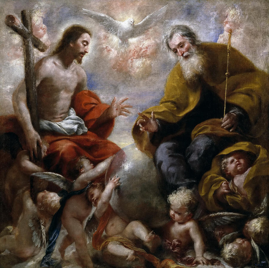 The Holy Trinity Painting by Attributed to Francisco Caro