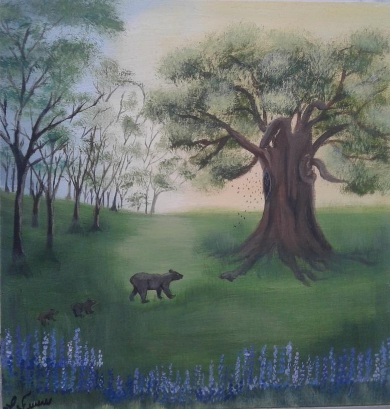 Bear Painting - The Honeybee Tree by Lori Lafevers