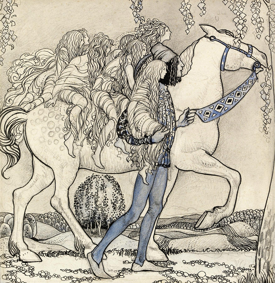 The Horse He Led at the Bit Painting by John Bauer