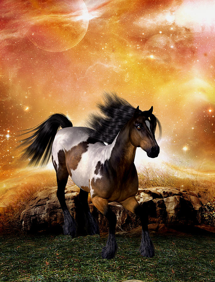 The Horse - moonlight run Digital Art by John Junek