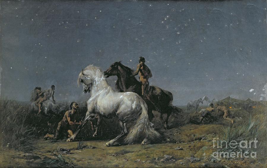 Horse Painting - The Horse Thieves by Eugene Delacroix