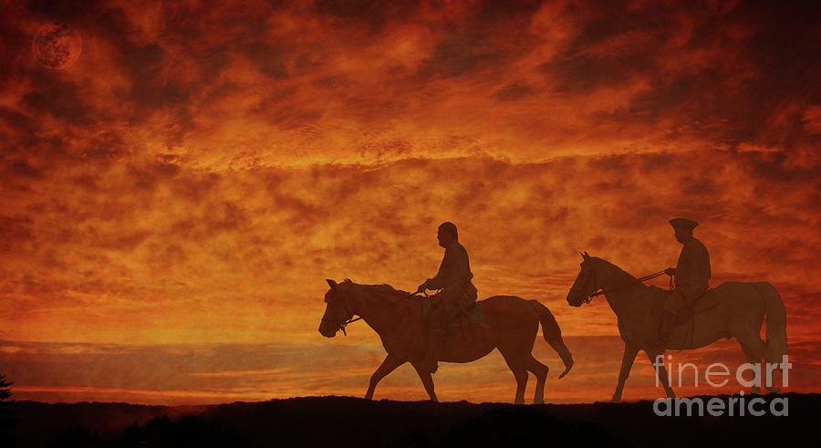 The Horsemen Sunset Ride Digital Art by Randy Steele