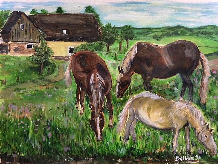 The Horses of Larochemillay Painting by Belinda Low