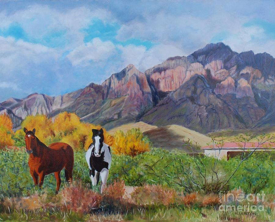 The Horses of the Chiricahua Mountains Painting by Jeannie Allerton