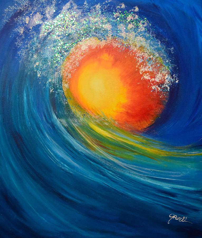 The Hot Sun And The Huge Wave Painting By Jewell Mcchesney - Pixels