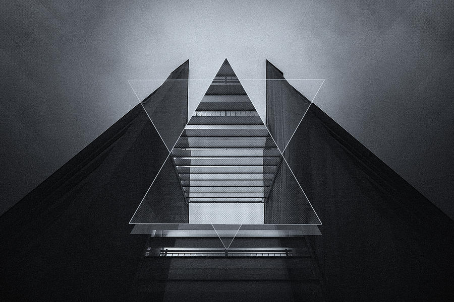 The Hotel experimental futuristic architecture photo art in modern black and white Photograph by