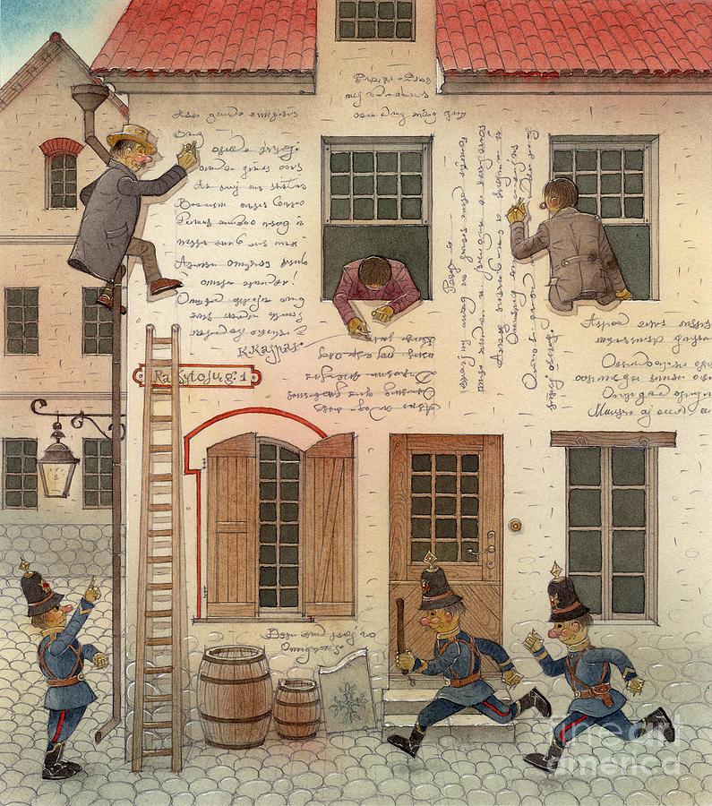 The house of writers Painting by Kestutis Kasparavicius