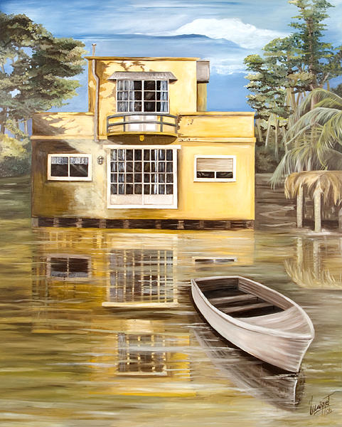 Nature Painting - The House on the River by Marga Debbaudt