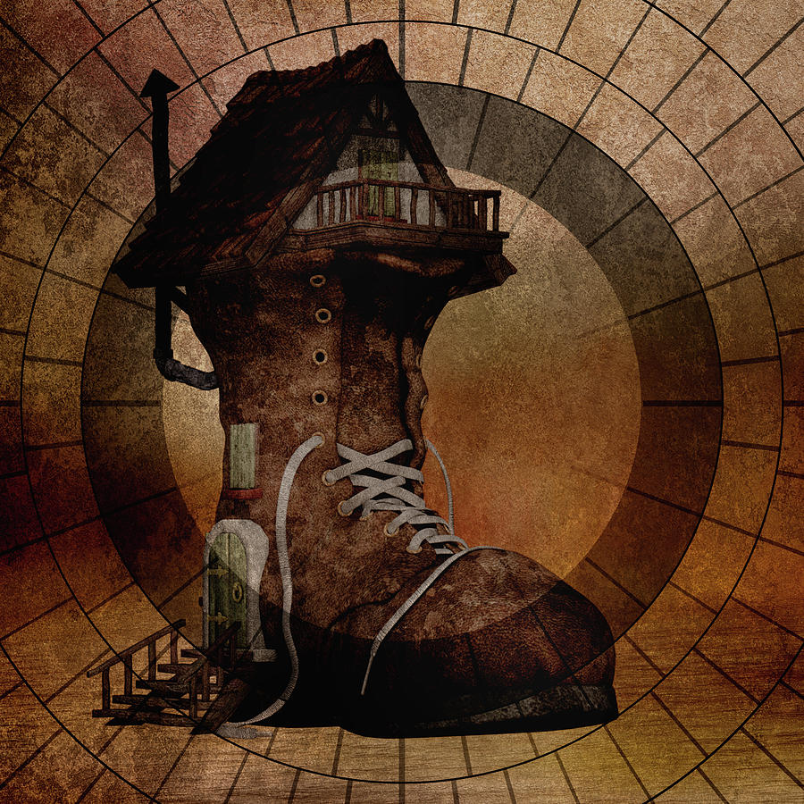 Grunge Mixed Media - The House The Boot Maker Built by Georgiana Romanovna