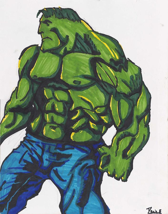Hulk Drawing - The Hulk by Davis Elliott