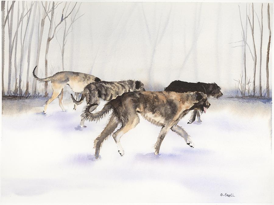 Irish Wolfhound Painting - The Hunt by Stephanie Snell Irish Wolfhound Painting - The Hunt by Stephanie Snell