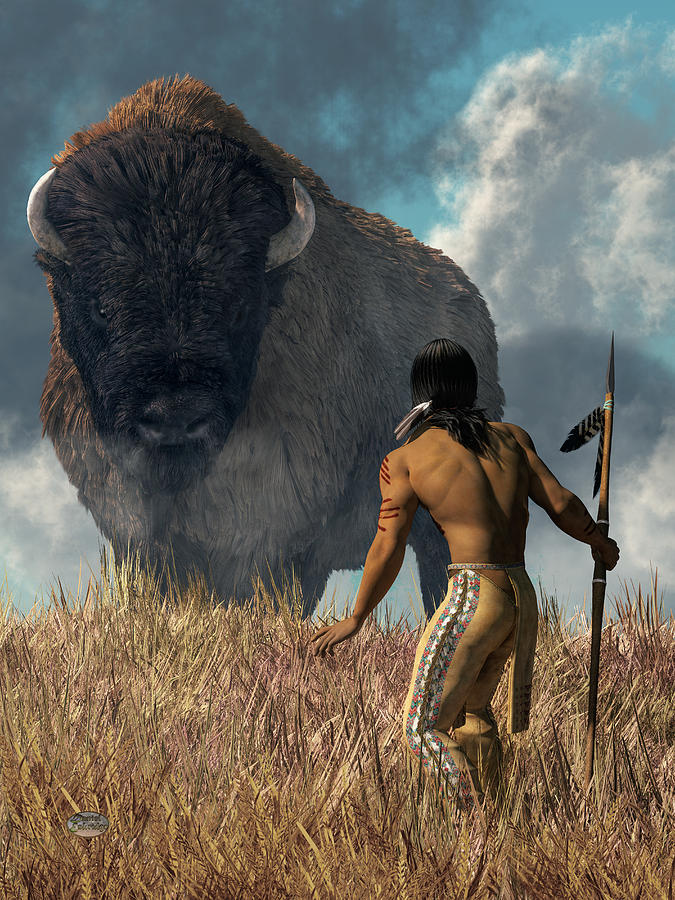 The Hunter and the Buffalo Digital Art by Daniel Eskridge