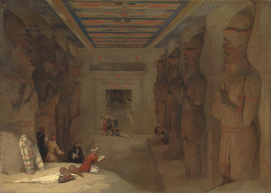 David Roberts Painting - The Hypostyle Hall of the Great Temple at Abu Simbel Egypt by David Roberts
