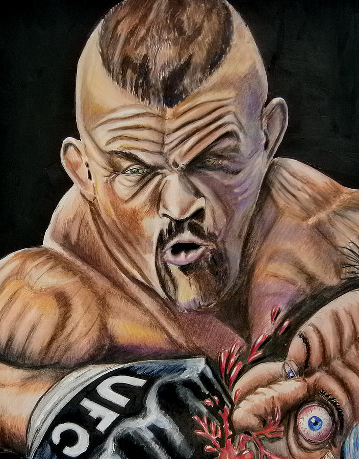 The Iceman Knocks out a guys eye. Drawing by Chris Benice