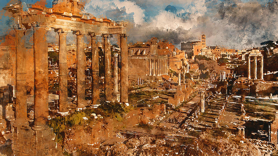 The Imperial Fora, Rome - 09 Painting by AM FineArtPrints