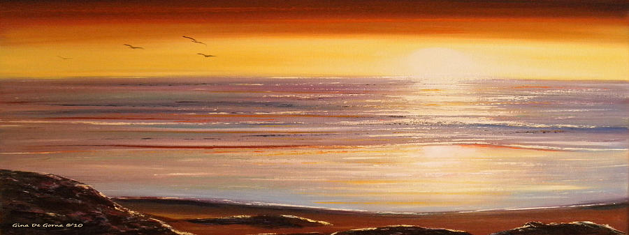 The Importance of Being There Panoramic Sunset Painting by Gina De Gorna