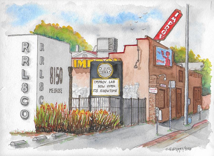 The Improv Comedy Store in Melrose Blvd., West Hollywood, California Painting by Carlos G Groppa