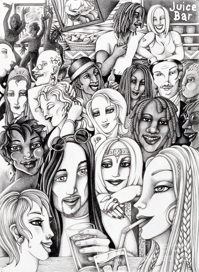 The IN Crowd Drawing by Valerie White
