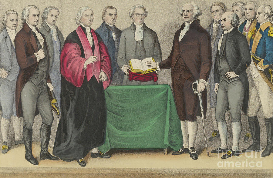 Currier And Ives Painting - The Inauguration of Washington as First President of the United States by Currier and Ives