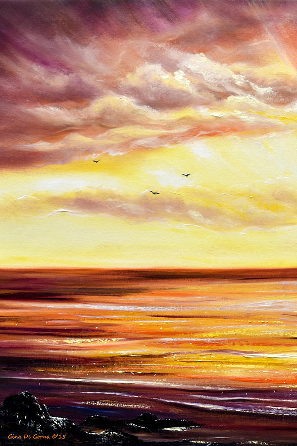 The Incredible Journey - 2 Vertical Sunset Painting by Gina De Gorna
