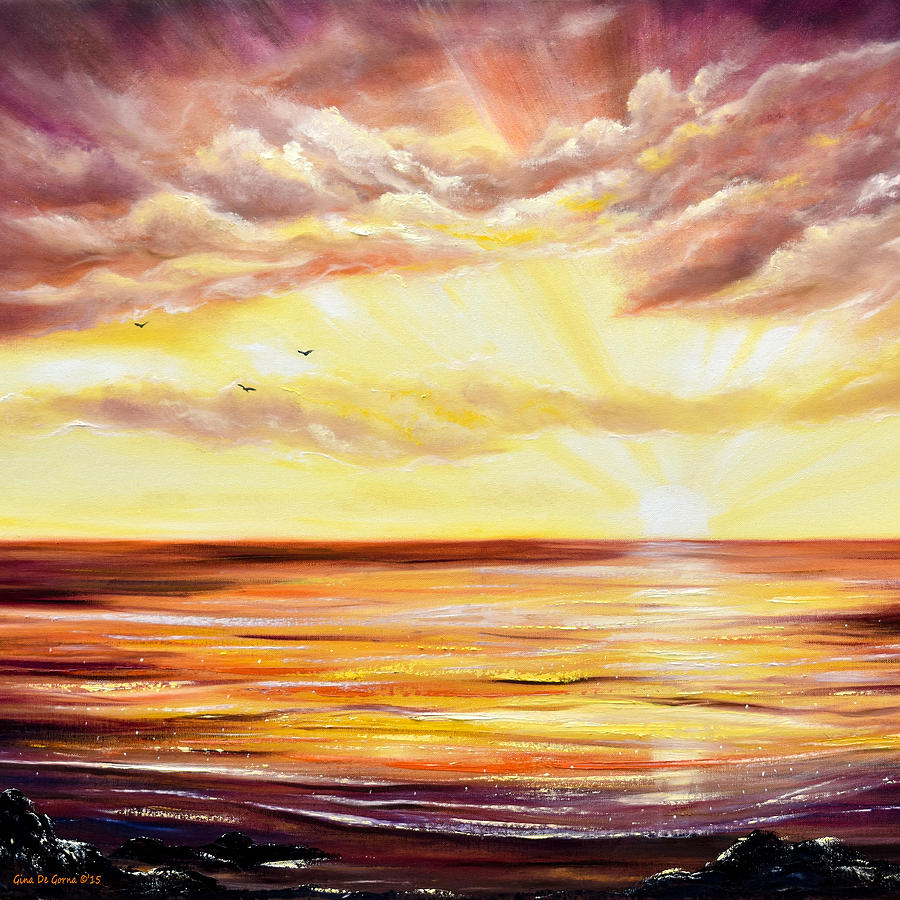 The Incredible Journey - Square Sunset Painting by Gina De Gorna