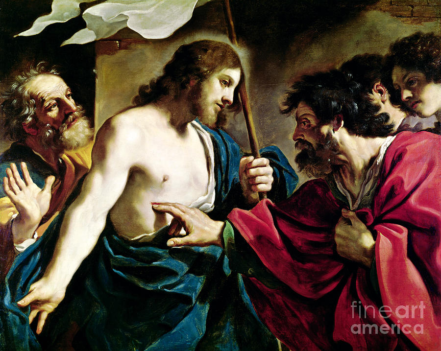 Guercino Painting - The Incredulity of Saint Thomas by Guercino by Guercino