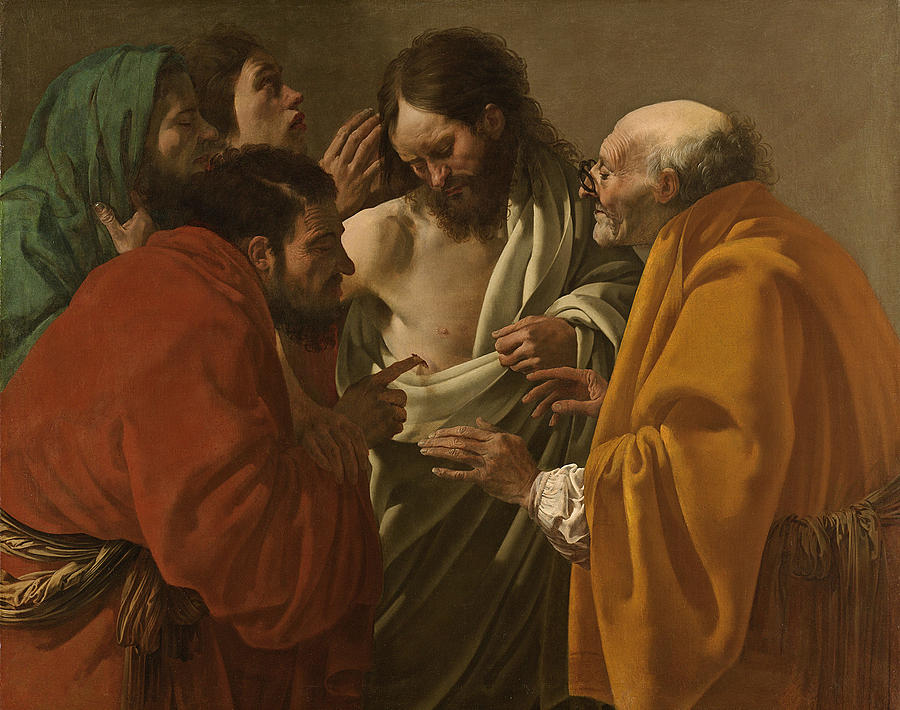 Hendrick Ter Brugghen Painting - The Incredulity of Saint Thomas by Hendrick ter Brugghen