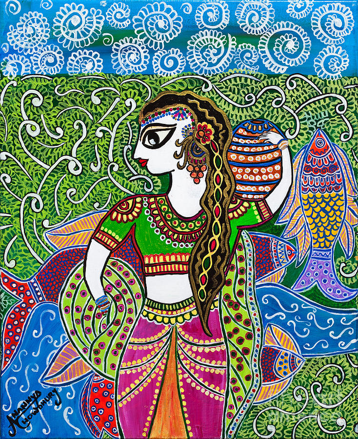 Indian Painting - The Indian Fisher Woman by Anannya Chowdhury