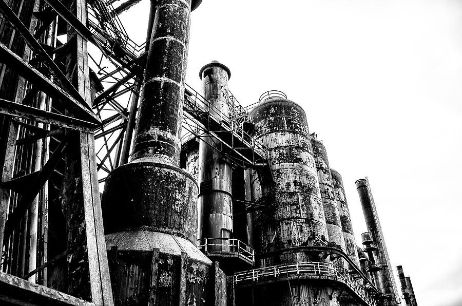 The Industrial Age at Bethlehem Steel in Black and White Photograph by Bill Cannon