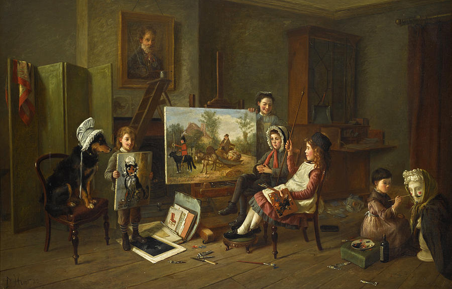 The Infant Academy Painting by Charles Hunt
