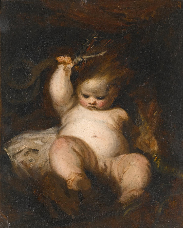 The infant Hercules Painting by Joshua Reynolds